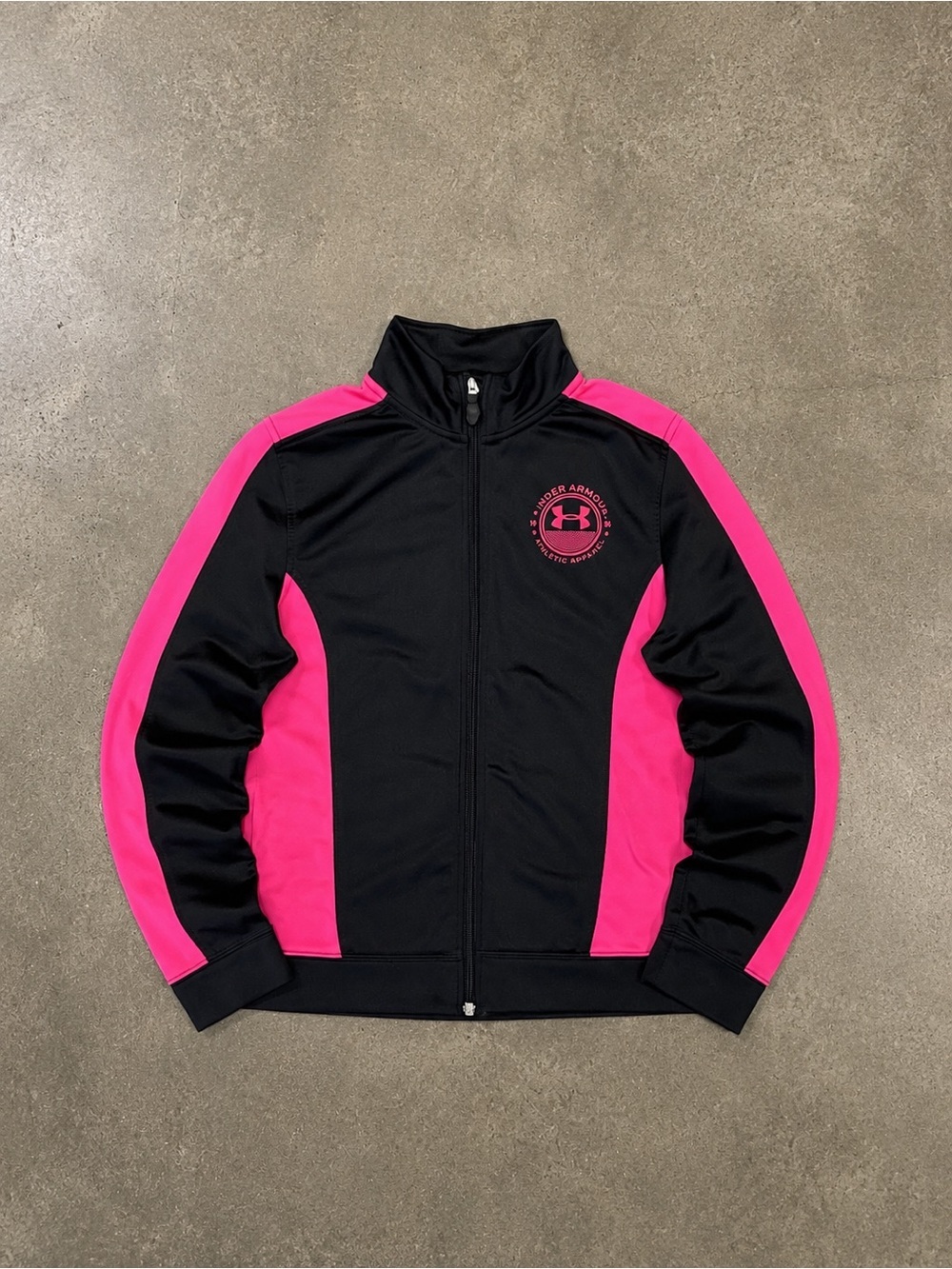 Under Armour Girls Youth M Black Pink Full Zip Track Jacket